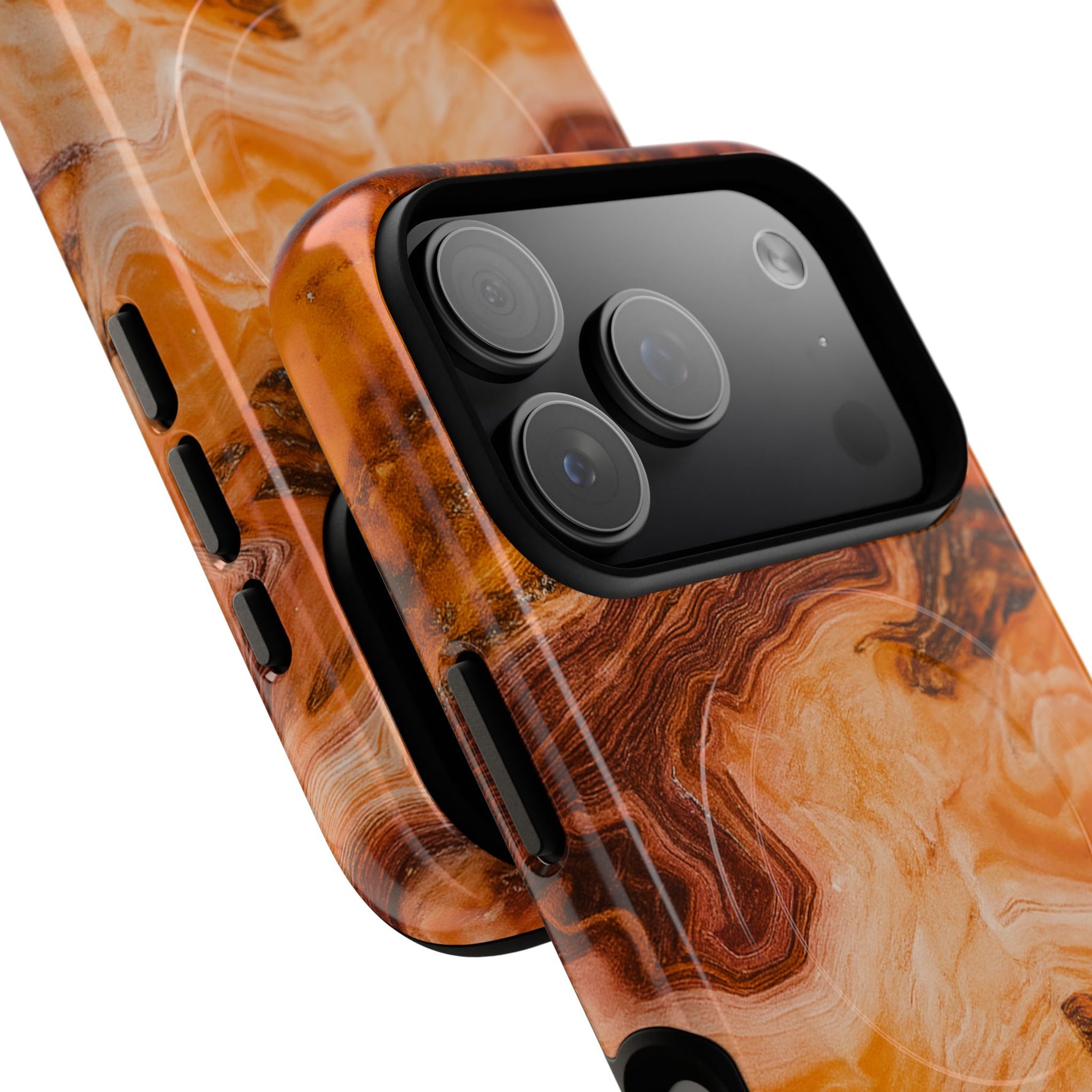 iPhone-Hülle aus bernsteinfarbenem Achatmarmor – kompatibel mit MagSafe