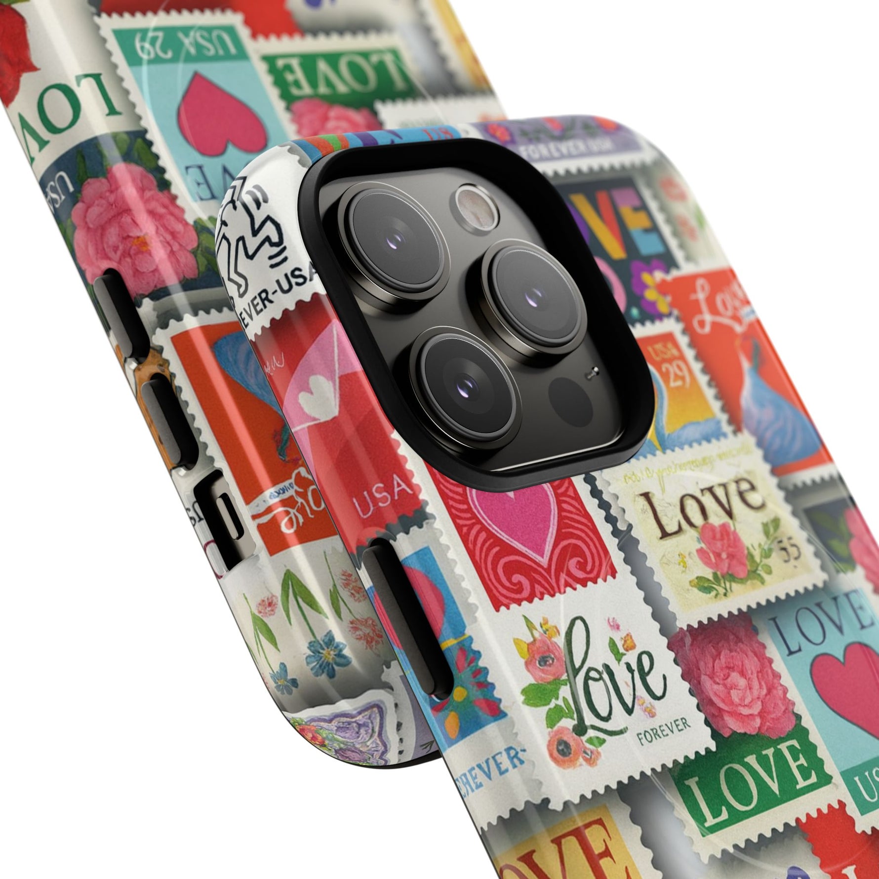 Vintage Romantic Love Stamp iPhone Case | Tough Protection + MagSafe