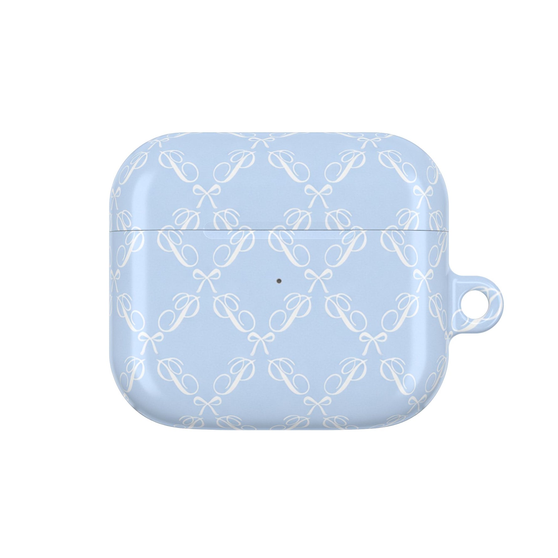 Pastel Blue Bow Pattern AirPod Case — Elegant Bow Pattern Protective Cover