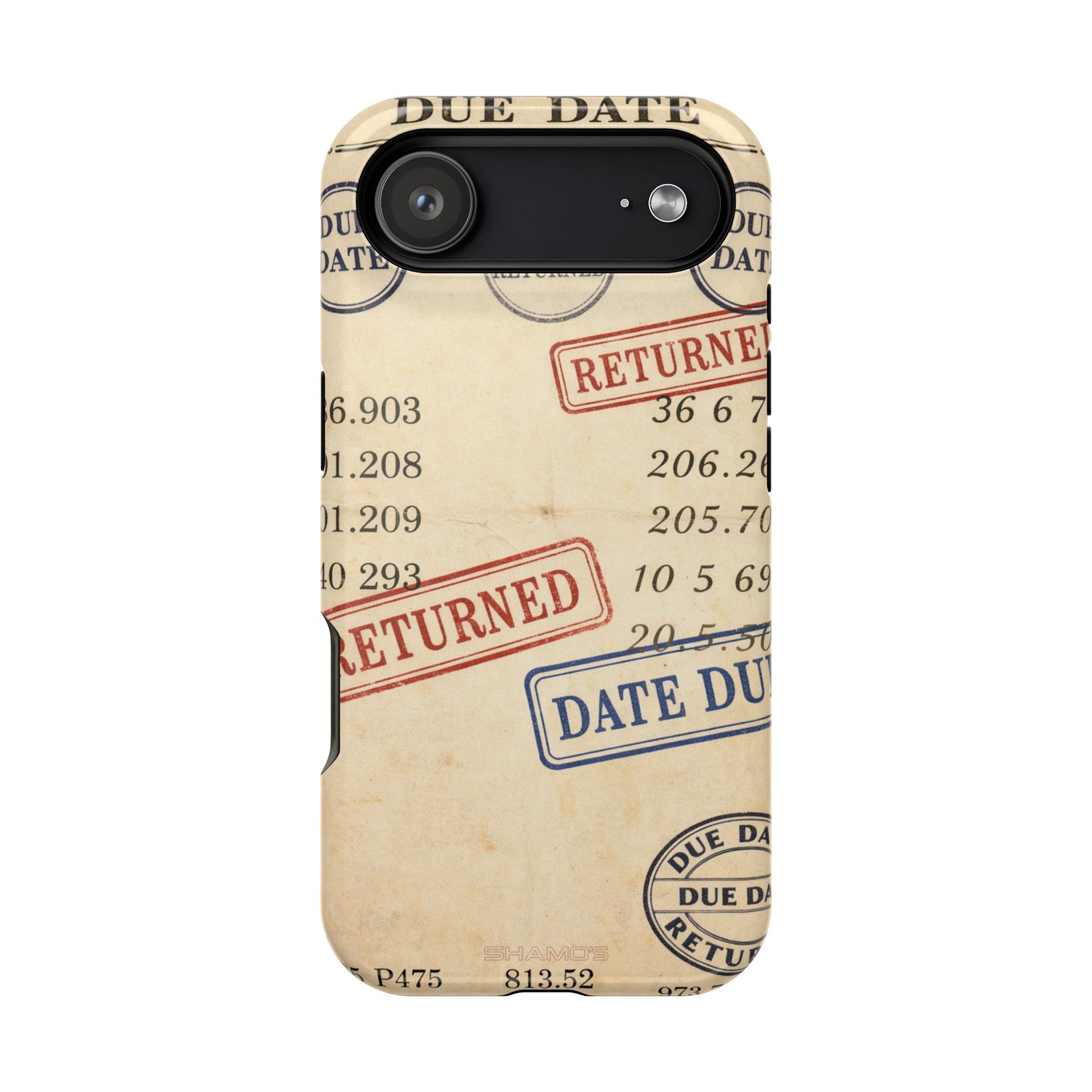 Vintage Library Card Design Phone Case with MagSafe Compatibility