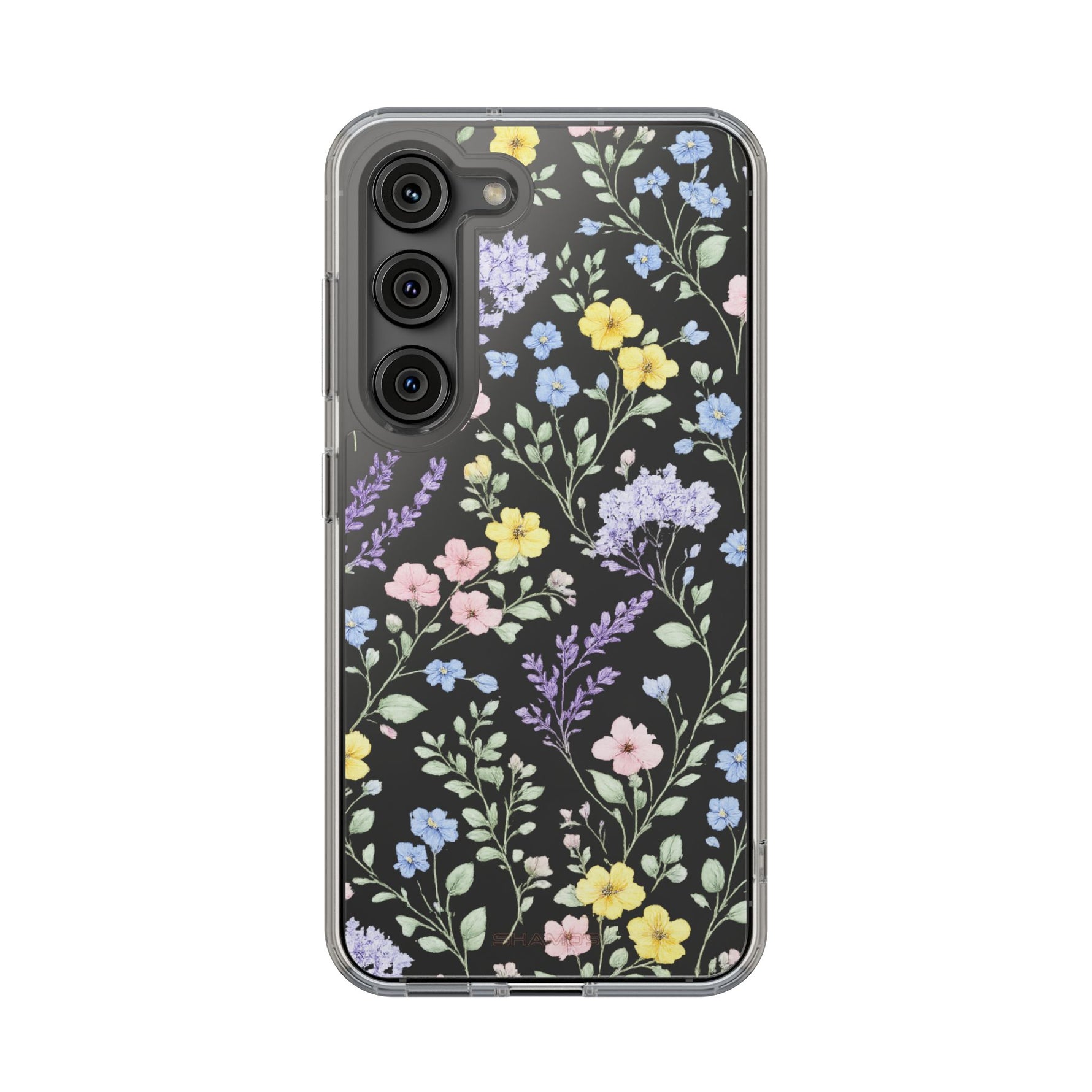 Clear Floral Impact-Resistant Phone Case — Pastel Wildflower Design