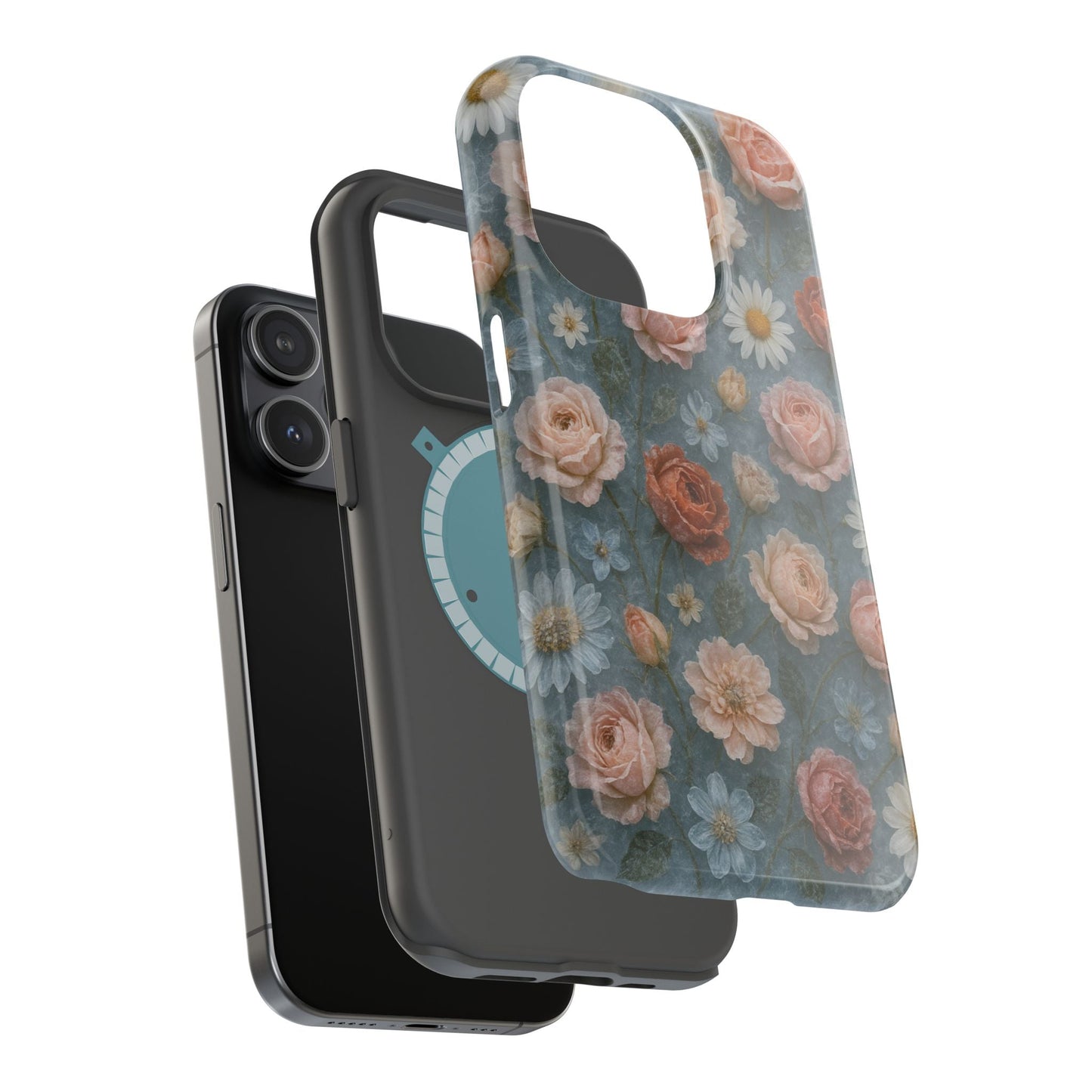 Frozen Floral Vintage Roses & Daisies iPhone Case with MagSafe compatibility  Shamo's