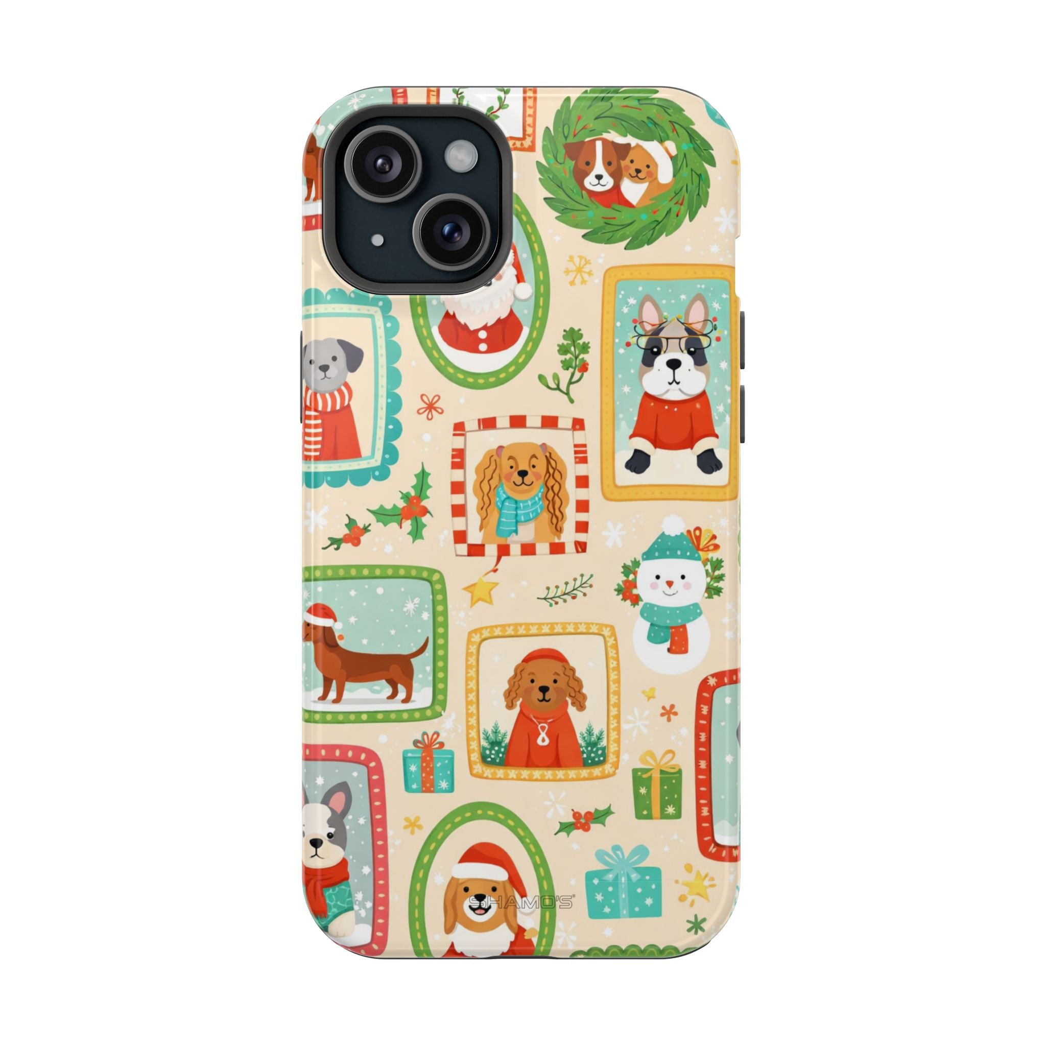 Cute Holiday Dogs MagSafe Compatible Impact-Resistant Phone Case - iPhone 15 Plus / Glossy - Shamo's