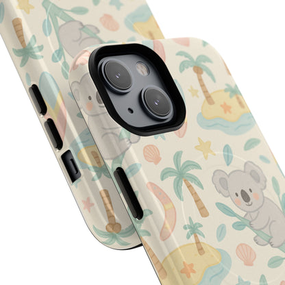 Australia Hand-Drawn Koala Beach iPhone Case — Cute Tropical Palm & Surf Print | with MagSafe