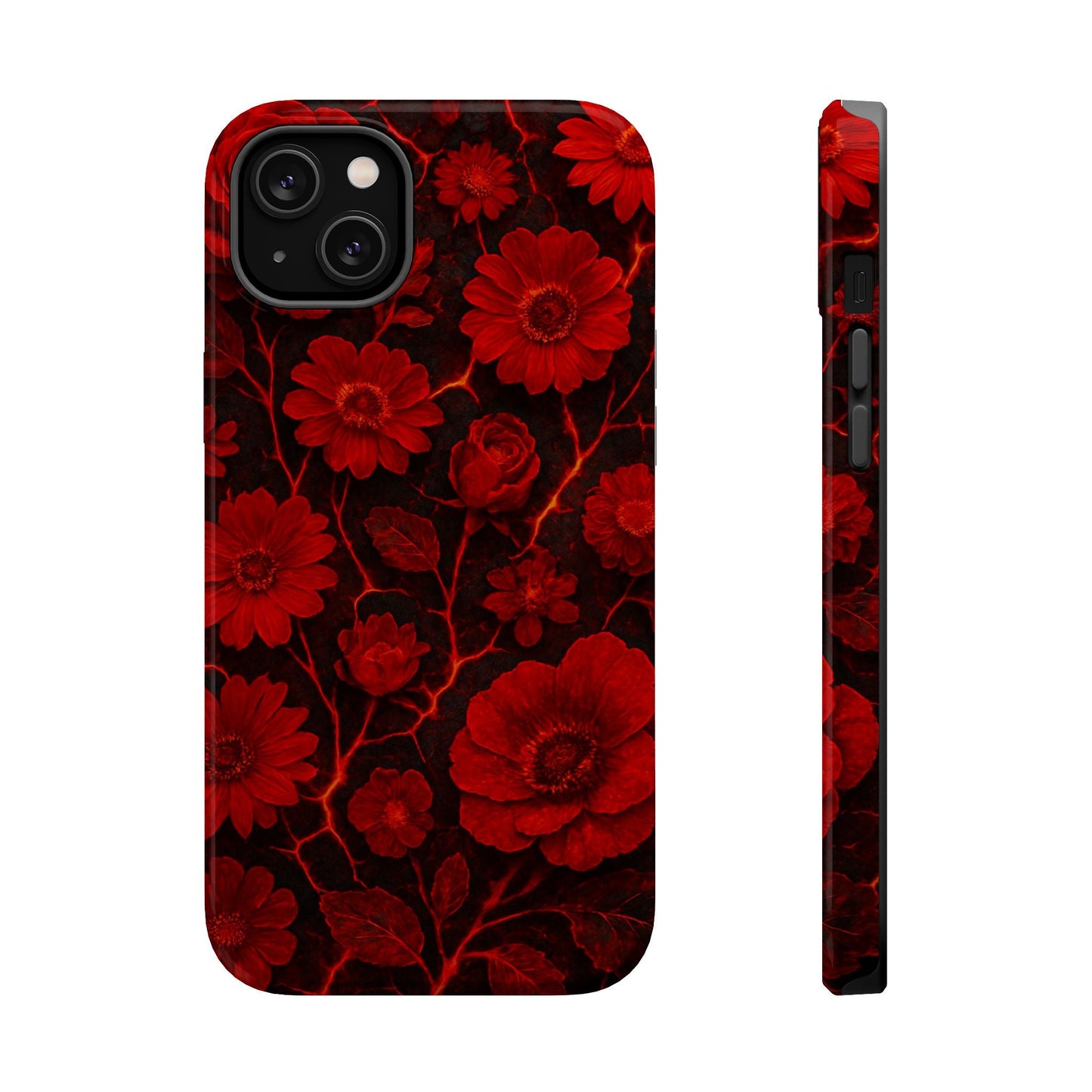 Melted Lava Dark Red Floral iPhone Case — MagSafe Compatible  Shamo's iPhone 14 Plus / Glossy