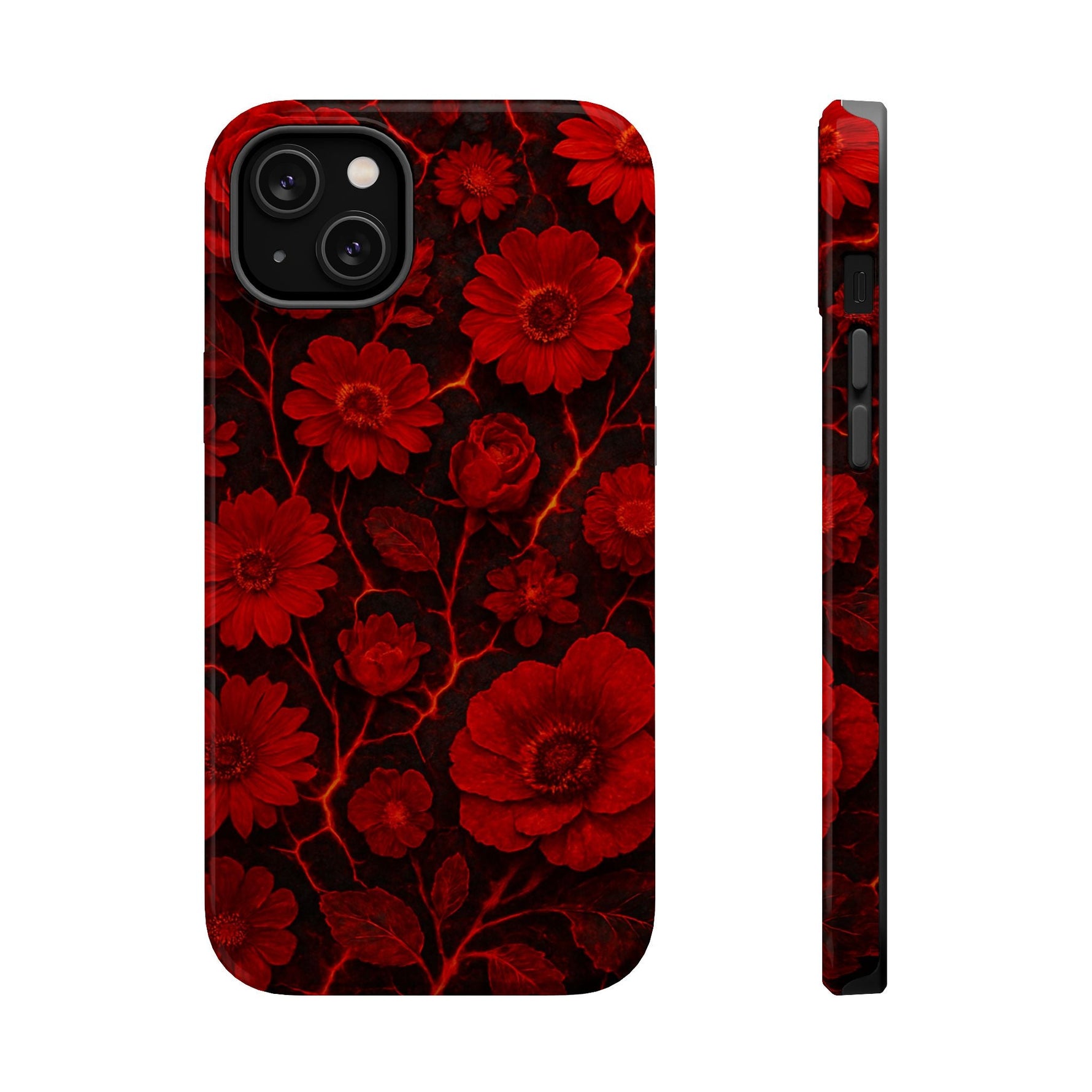 Melted Lava Dark Red Floral iPhone Case — MagSafe Compatible  Shamo's iPhone 14 Plus / Glossy