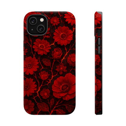 Melted Lava Dark Red Floral iPhone Case — MagSafe Compatible  Shamo's iPhone 14 Plus / Glossy