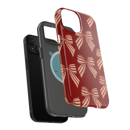 Holiday Red Bow iPhone Case — Impact‑Resistant iPhone Cover with MagSafe compatibility