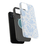 Preppy Look Blue Floral Impact-Resistant Phone Case and MagSafe Compatible