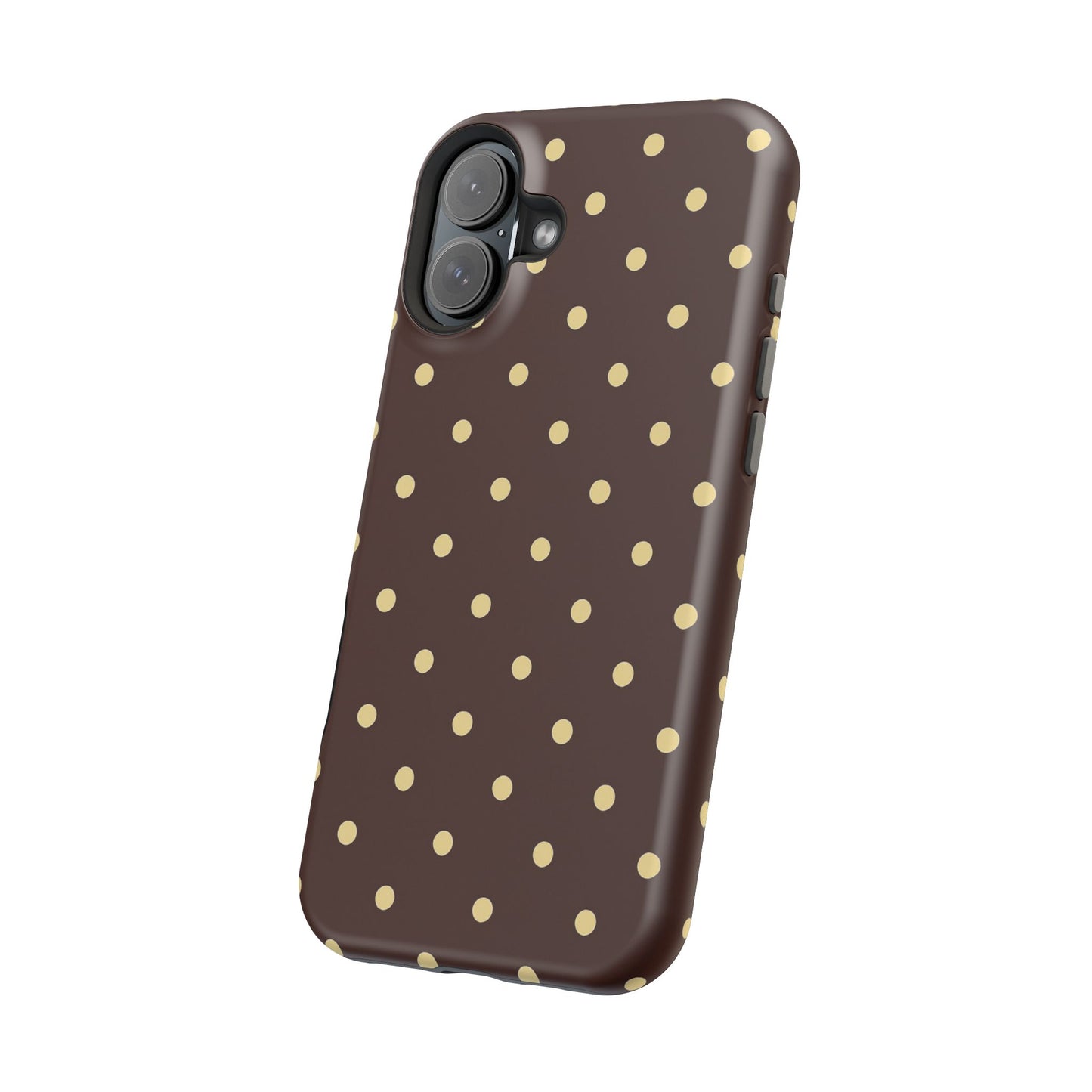 Polka Dot iPhone Case — Brown & Cream Protective Cover with MagSafe compatibility
