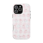 Strawberry Hearts MagSafe Compatible Phone Case | 'Paint it your way' Pink Plaid Impact-Resistant