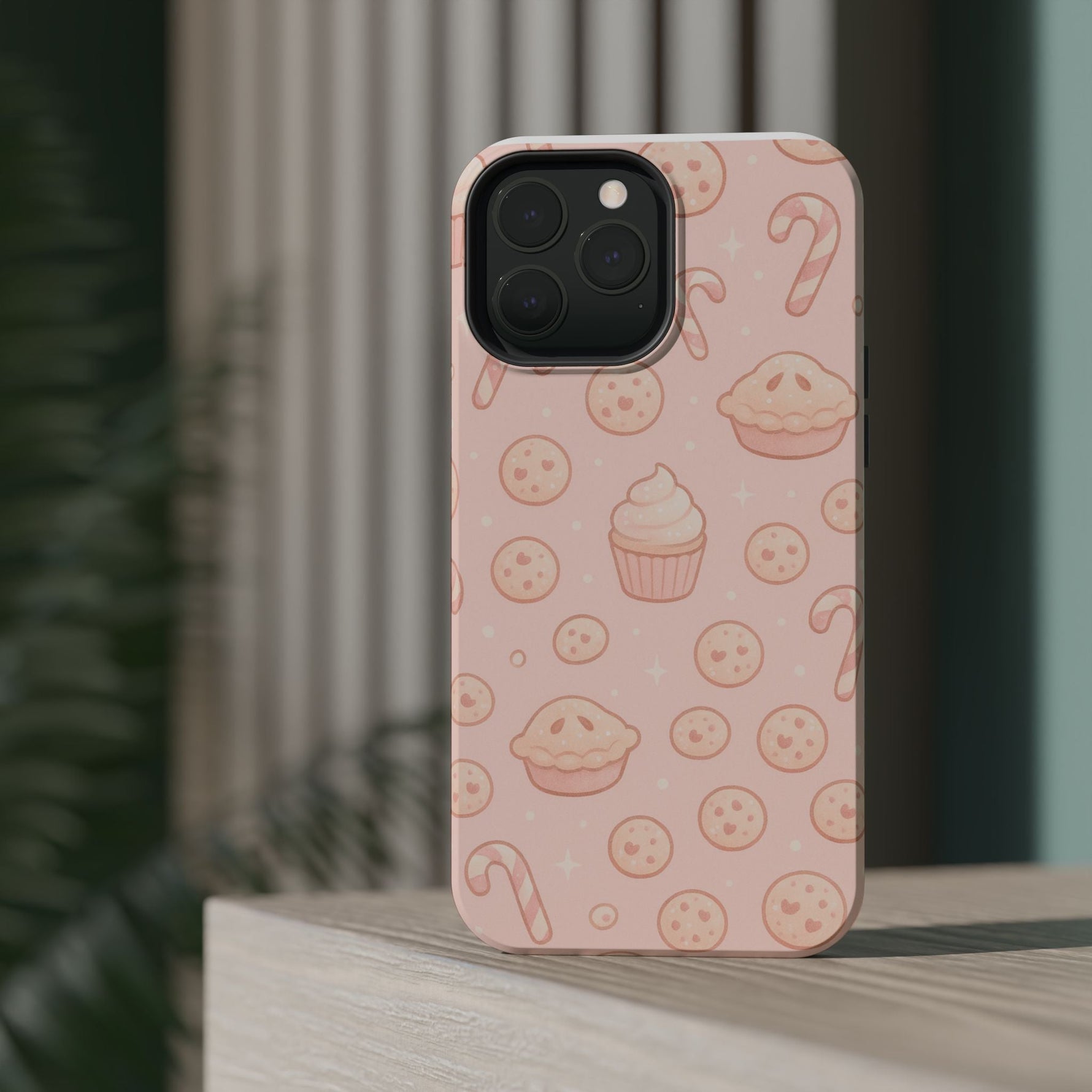 Pink Holiday Sweets Pattern (Cupcake, Pie, Candy Cane) iPhone Case with MagSafe  Shamo's