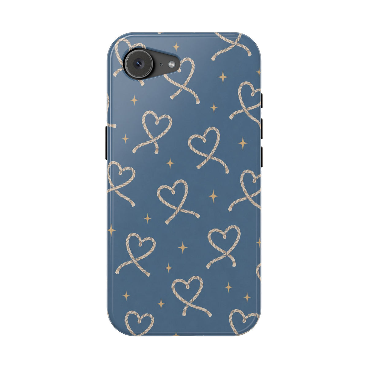 Lasso Hearts – Blue Western Heart MagSafe Phone Case, glossy iPhone 16e, rear view