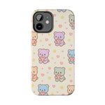 Cute Pastel Bear Impact Phone Case | Heart & Star Kawaii Pattern  Shamo's