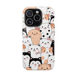 Cute Cartoon Cats & Puppies Phone Case with MagSafe Compatibility