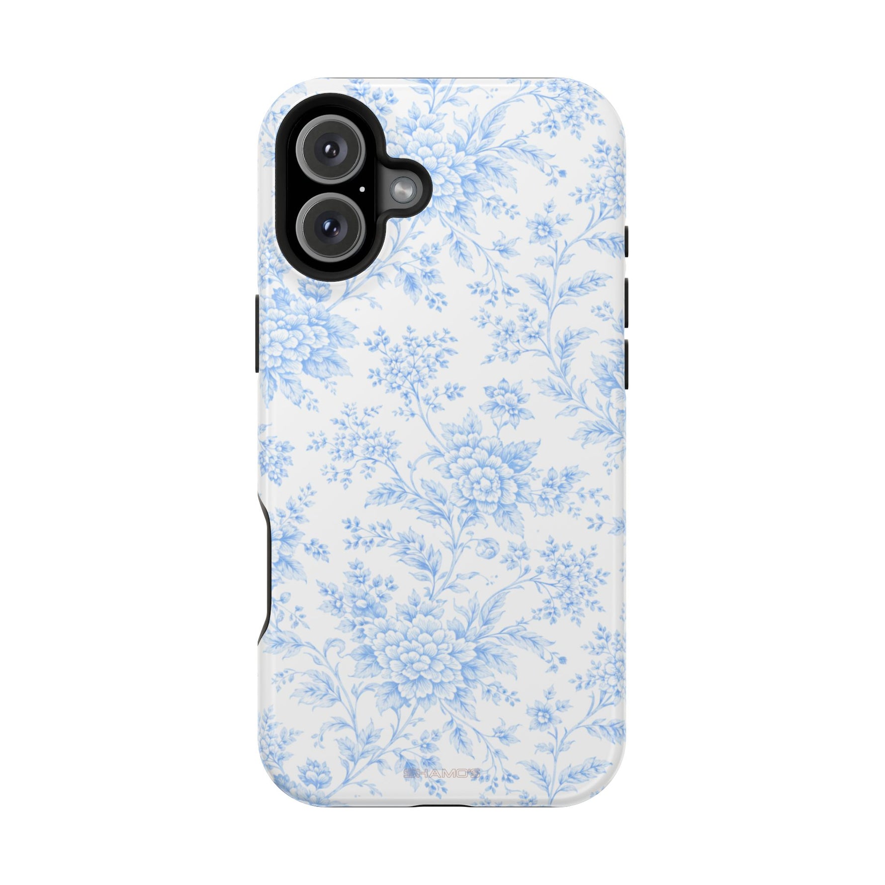 Preppy Look Blue Floral Impact-Resistant Phone Case and MagSafe Compatible
