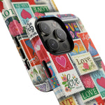 Vintage Romantic Love Stamp iPhone Case | Tough Protection + MagSafe
