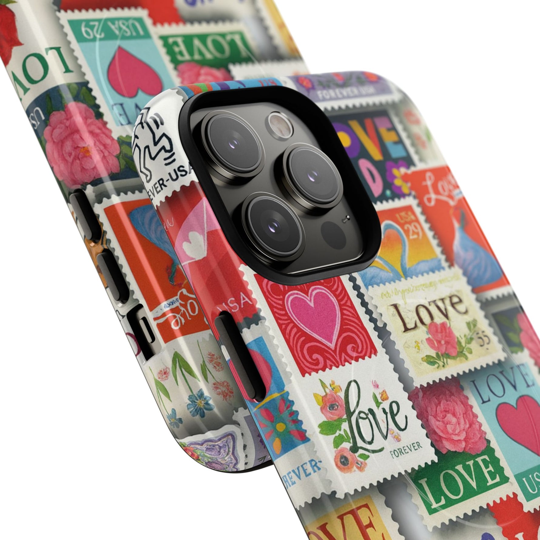 Vintage Romantic Love Stamp iPhone Case | Tough Protection + MagSafe