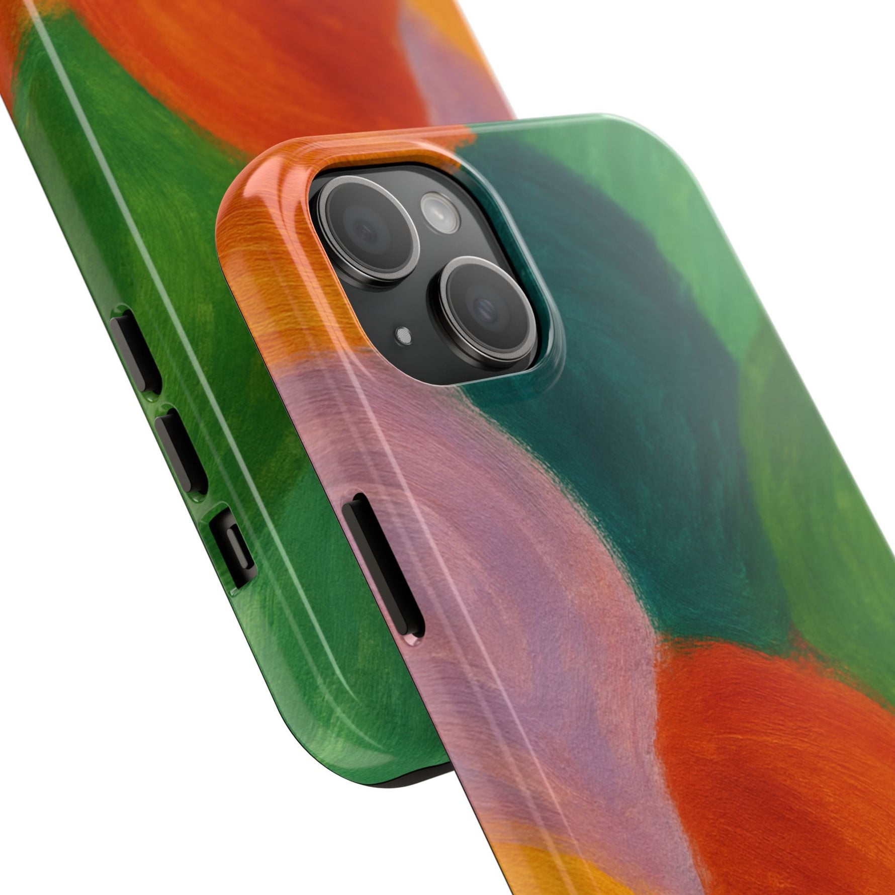 Abstract Color Wave Tough Phone Case — Bold Orange & Green Protective Phone Cover  Shamo's