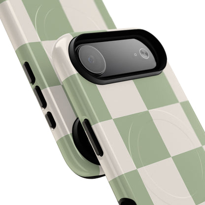 Sage Checkerboard Tough iPhone Case - Compatible with MagSafe