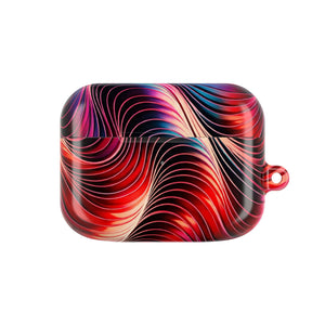 AirPods Case, Red & Pink Abstract Wave Pattern Protective Cover - AirPods Pro Gen 1 / White / Glossy - Shamo's