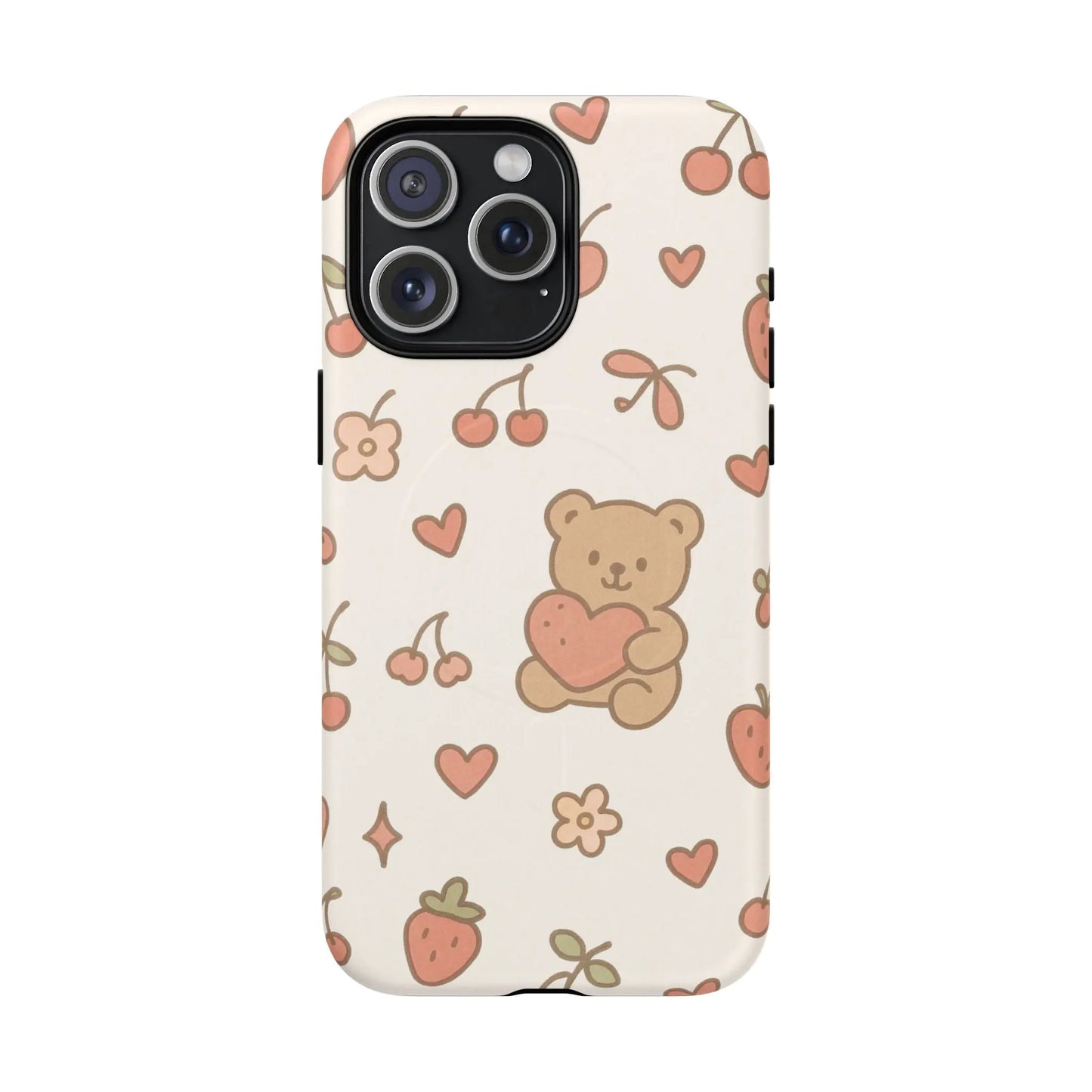 Teddy Berry Cozy Strawberry Pattern iPhone Case with MagSafe - Shamo's