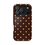 Polka Dot iPhone Case — Brown & Cream MagSafe Protective Cover