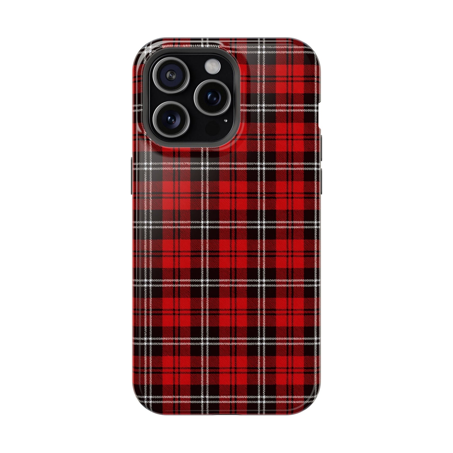 Red Tartan Plaid Impact-Resistant iPhone Case | MagSafe compatibility  Shamo's iPhone 15 Pro Max / Glossy