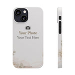Personalized Slim Phone Case, Custom Photo & Text Minimal Floral Design - iPhone 13 Mini - Shamo's