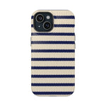 Navy & Cream Ribbed Holiday Sweater Design iPhone Case with MagSafe compatibility  Shamo's iPhone 15 / Glossy