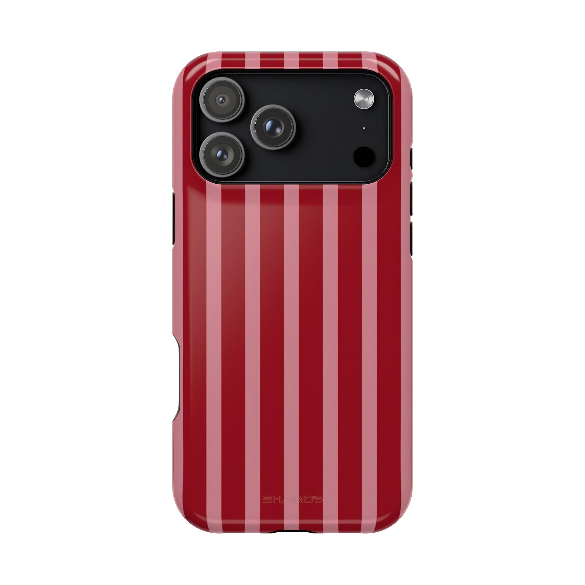 Red Burgundy Stripes Magnetic Impact-Resistant Phone Case | MagSafe Compatible - iPhone 17 Pro Max / Glossy - Shamo's