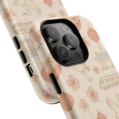 Japan Hand-Drawn Cherry Blossom iPhone Case with MagSafe