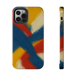 Abstract Brushstroke Tough Phone Case — Colorful Red, Blue & Yellow Protective Cover  Shamo's iPhone 12 Pro