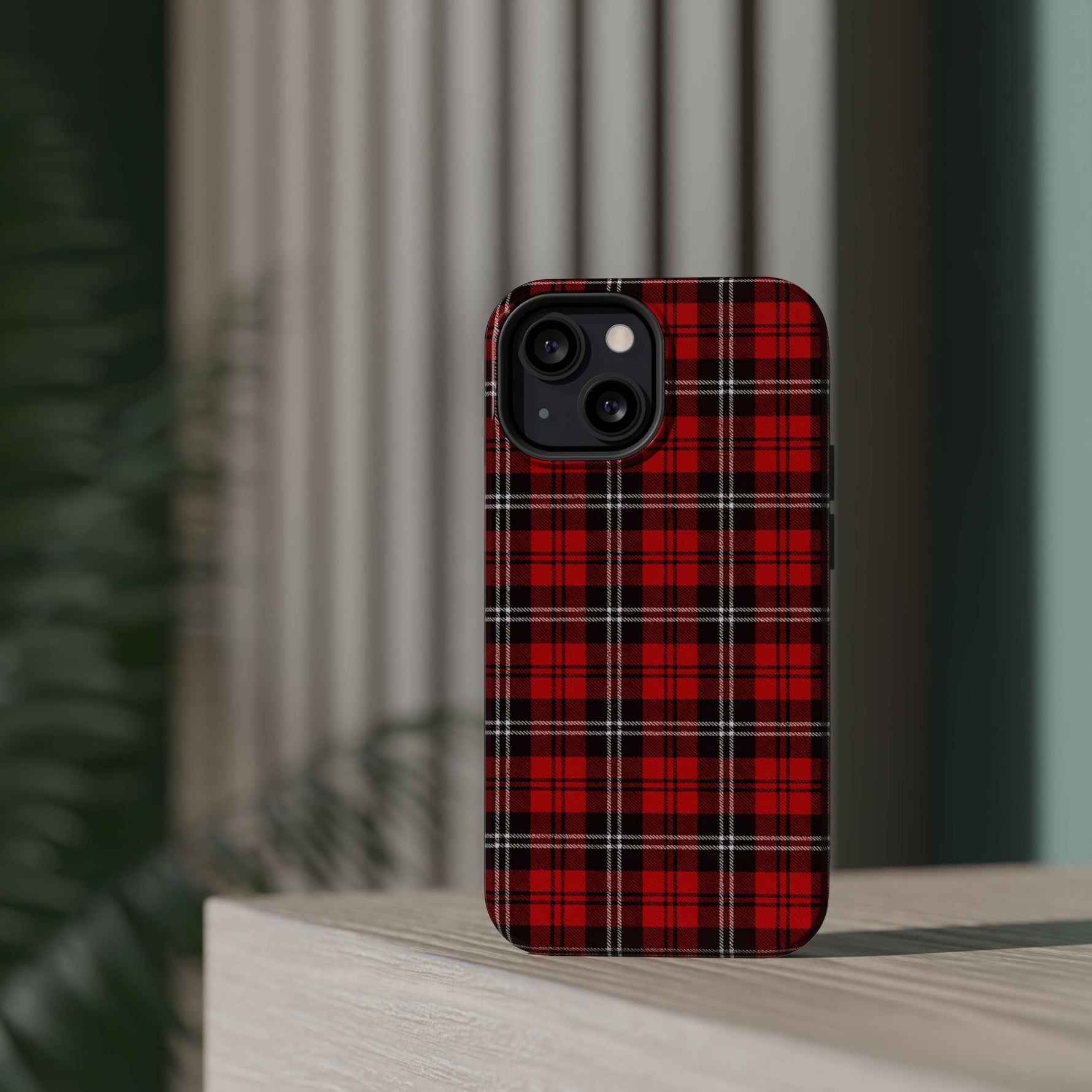Red Tartan Plaid Impact-Resistant iPhone Case | MagSafe compatibility  Shamo's