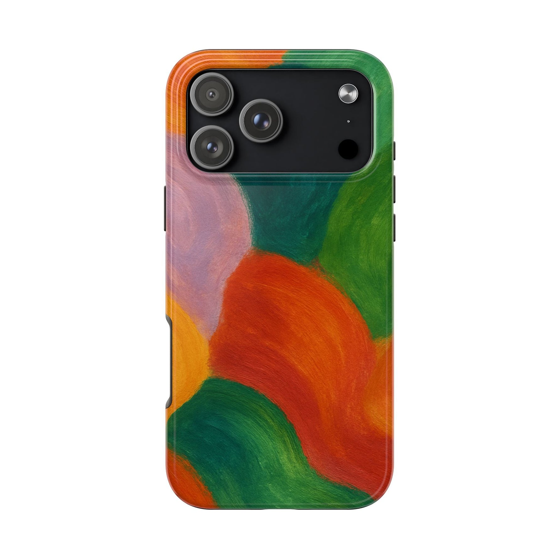 Abstract Color Wave Tough Phone Case — Bold Orange & Green Protective Phone Cover  Shamo's iPhone 17 Pro Max