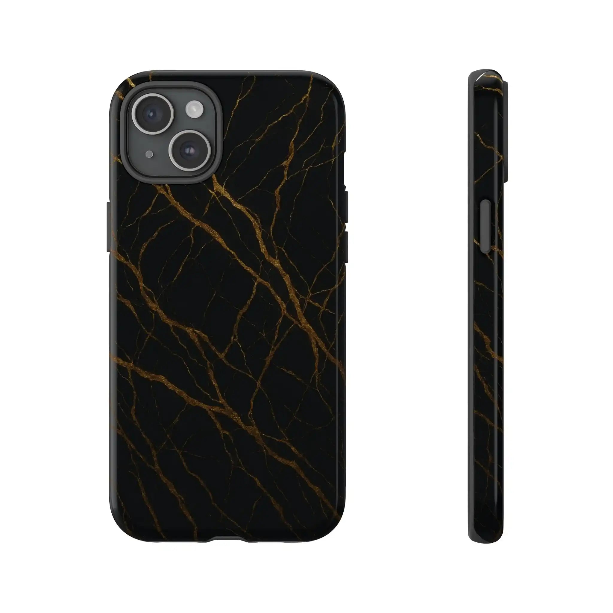 Black Marble Tough Phone Case  Shamo's iPhone 15 Plus / Glossy