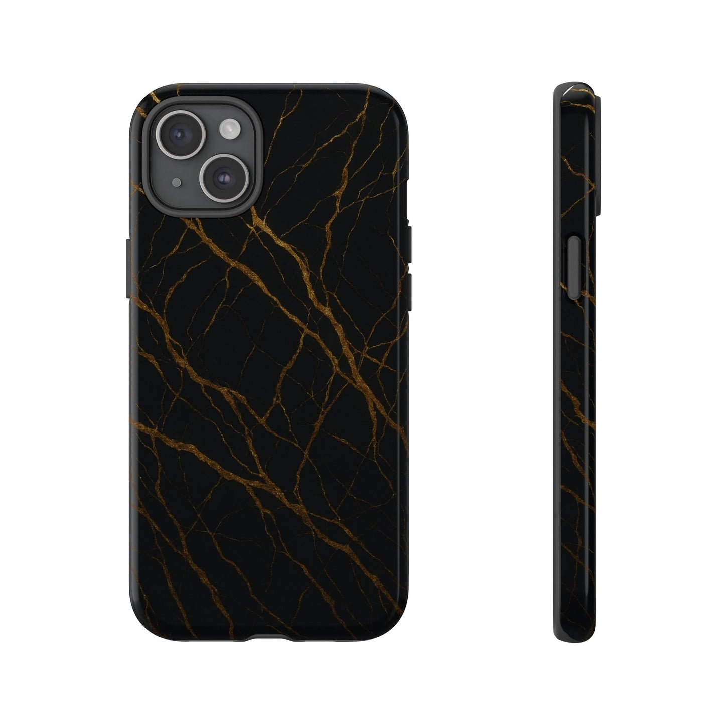 Black Marble Tough iPhone Case