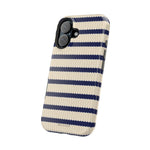 Navy & Cream Ribbed Holiday Sweater Design iPhone Case with MagSafe compatibility