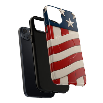 Patriotic iPhone Cases - MagSafe Tough American Flag Design