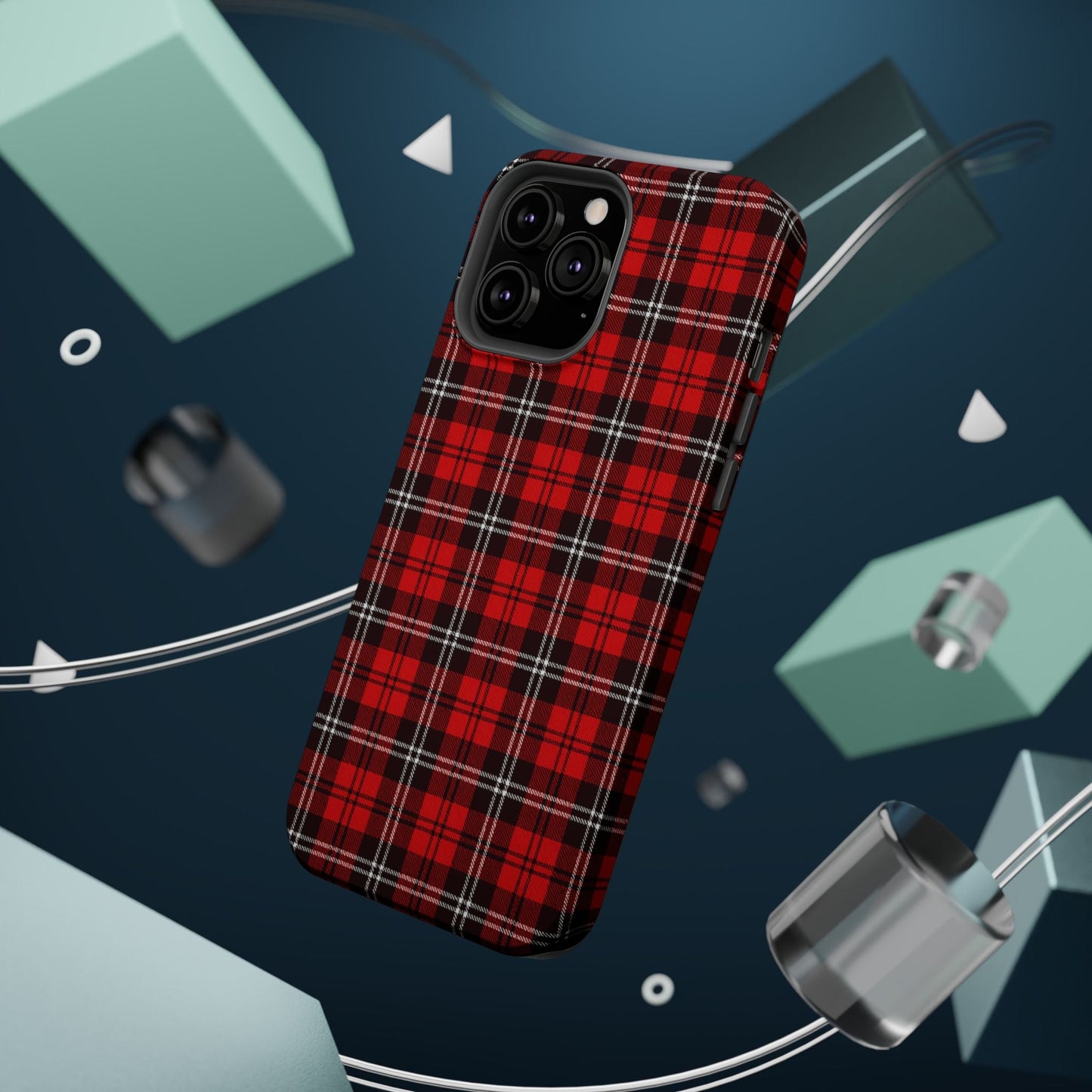 Red Tartan Plaid Impact-Resistant iPhone Case | MagSafe compatibility  Shamo's