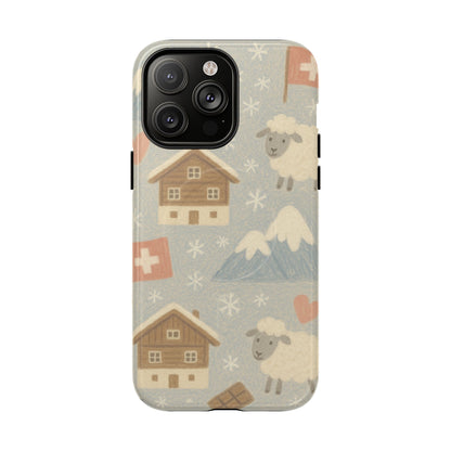 Swiss Chalet Sheep Pattern Tough MagSafe iPhone Case