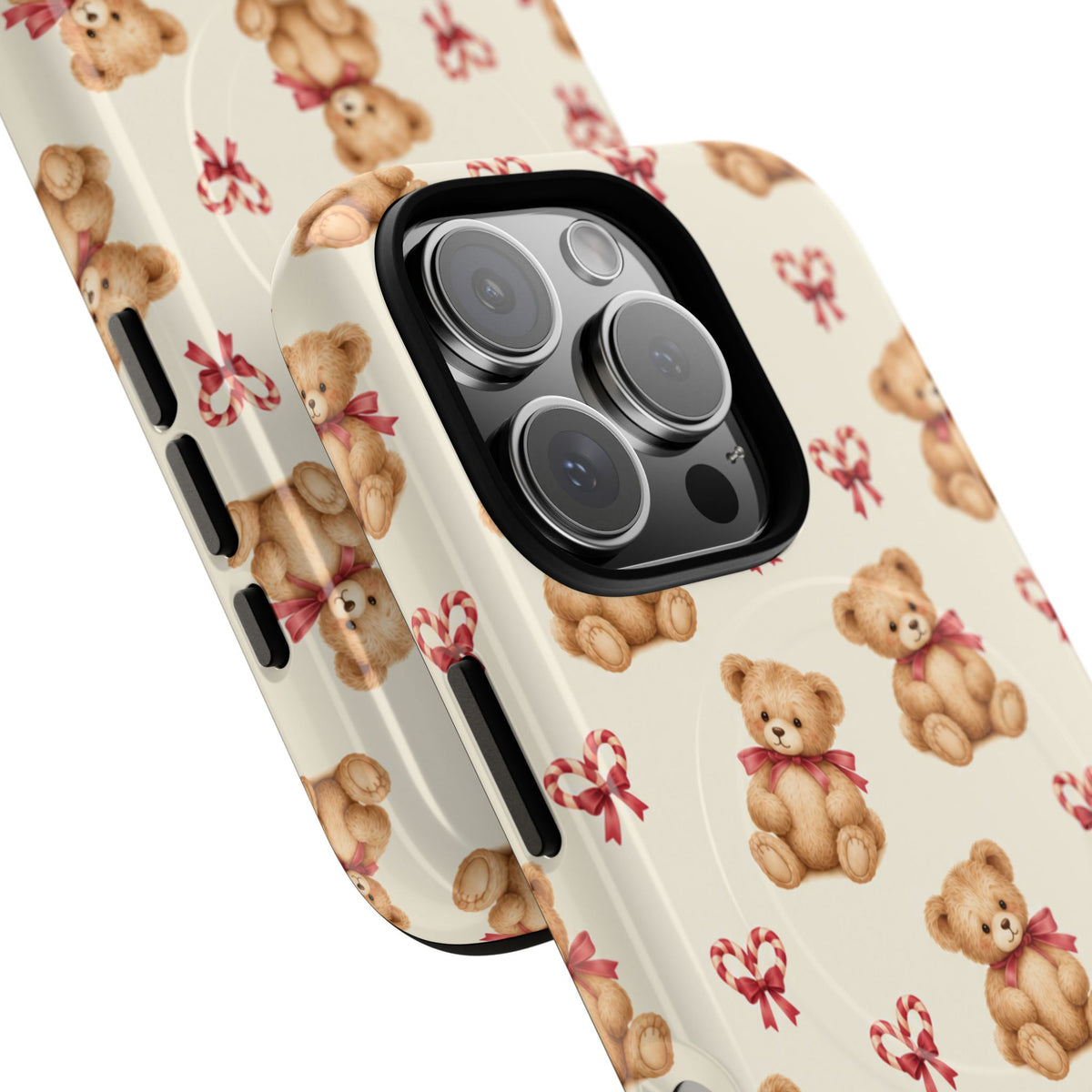 Coque iPhone Ourson des fêtes et sucres d’orge en forme de cœur avec MagSafe