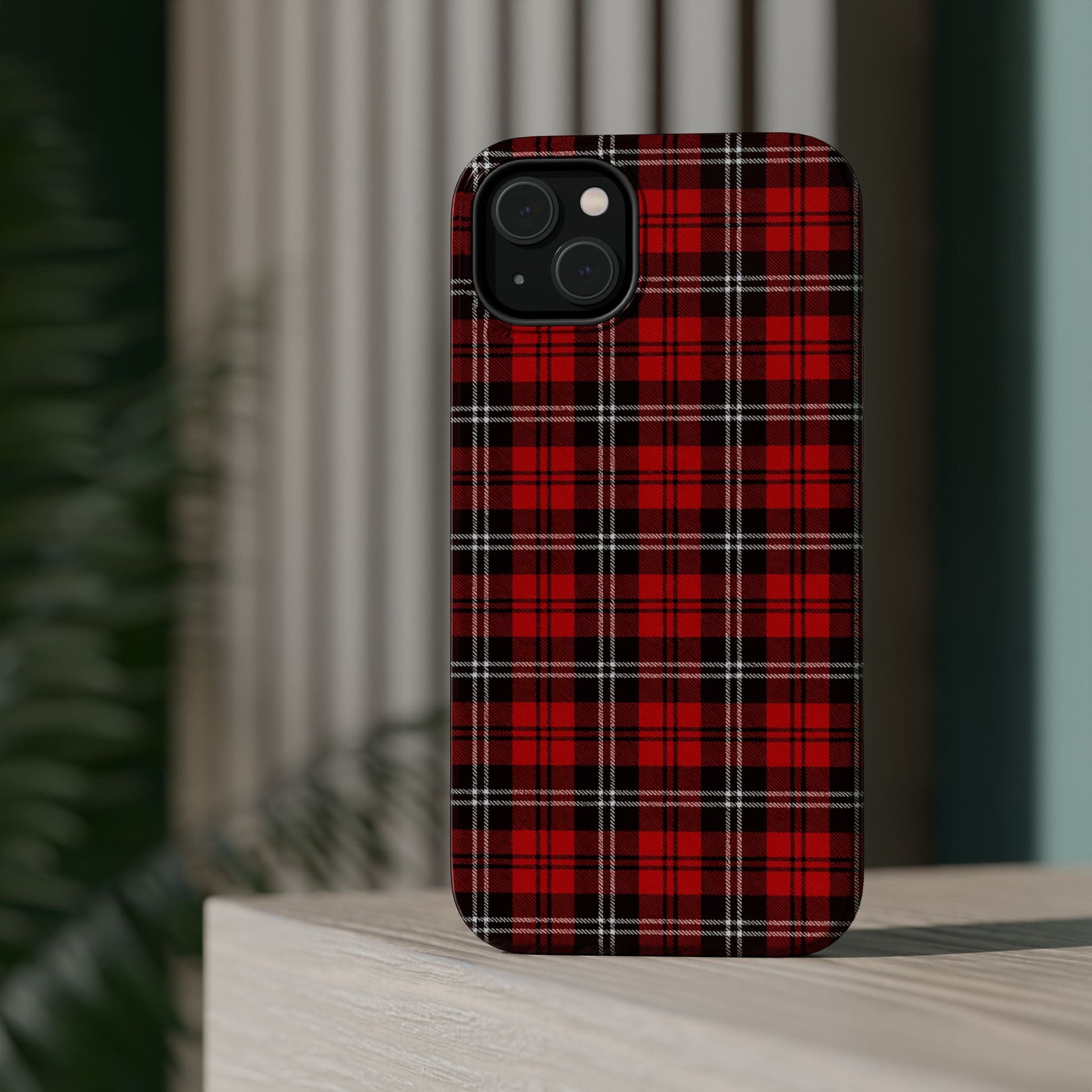 Red Tartan Plaid Impact-Resistant iPhone Case | MagSafe compatibility  Shamo's