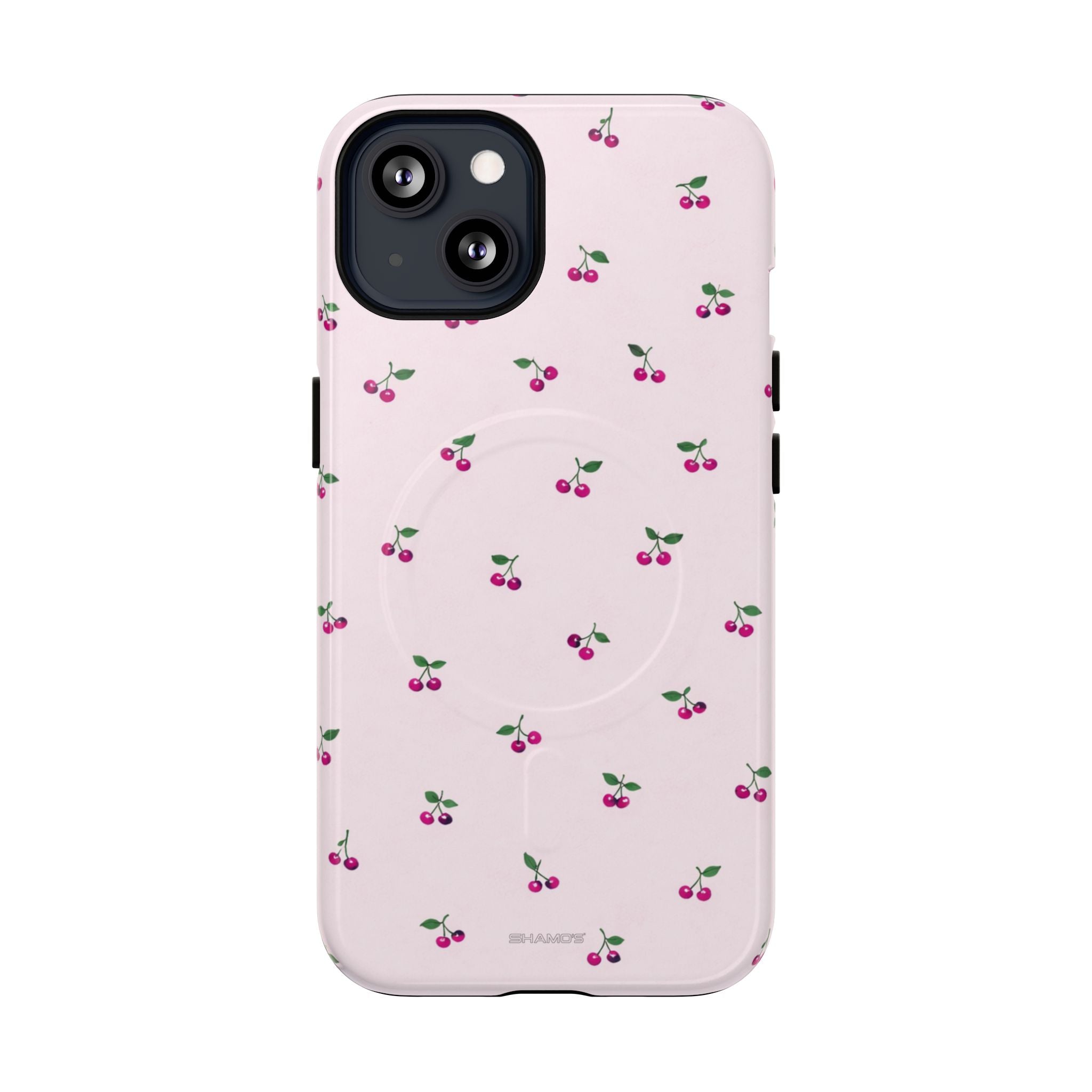 Cherry Pattern Tough Magnetic Phone Case — Pink Protective Magnetic iPhone Cover with MagSafe compatibility - iPhone 13 / Glossy - Shamo's #iphone-13