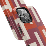 Retro Geometric Magnetic MagSafe Compatible Impact Phone Case — Bold Red & Terracotta Pattern