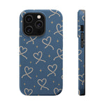 Lasso Hearts – Blue Western Heart MagSafe Phone Case, glossy iPhone 14 Pro, rear and side profile
