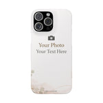 Personalized Slim Phone Case, Custom Photo & Text Minimal Floral Design - iPhone 16 Pro Max - Shamo's