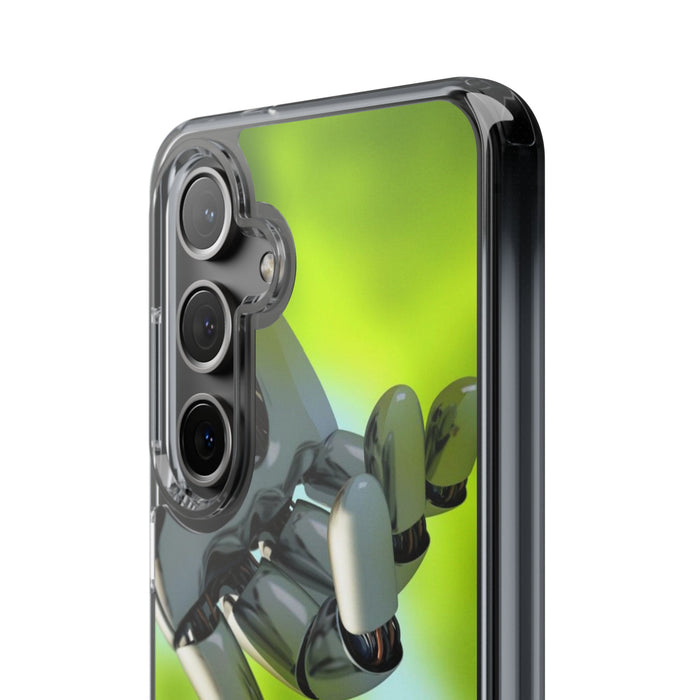 Clear Cases for iPhone 14 Series with Robotic hand and Butterfly.