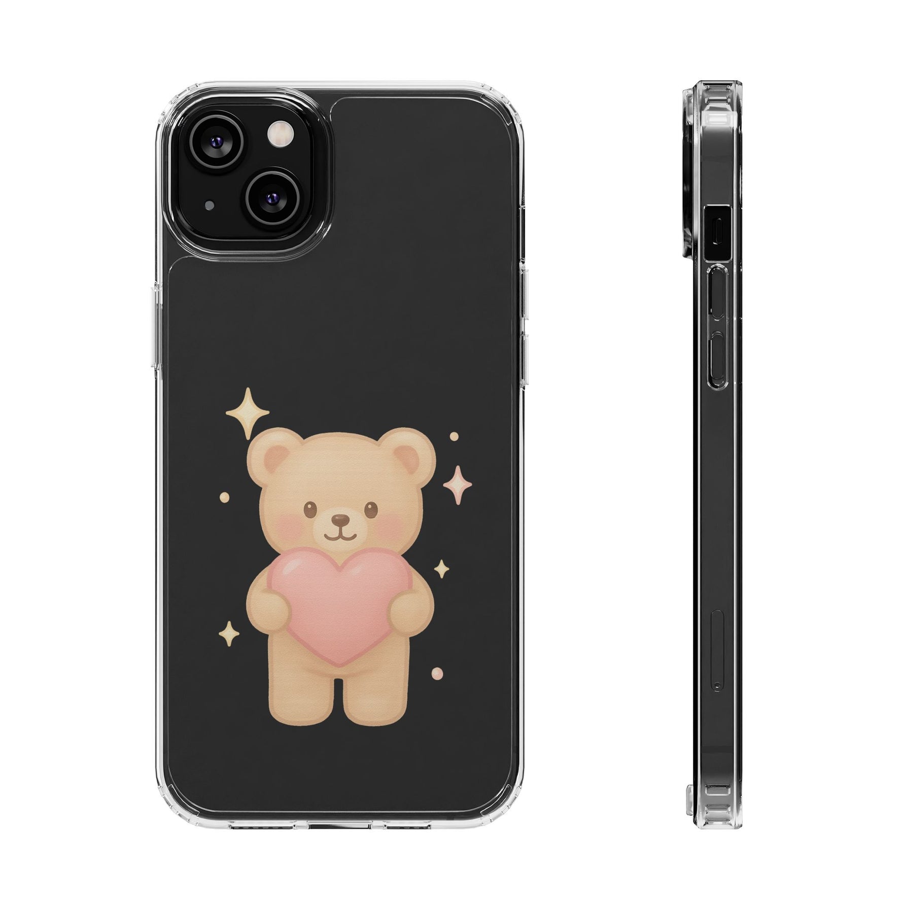 Romantic Teddy Bear Impact-Resistant iPhone Case with Heart Design - Shamo's