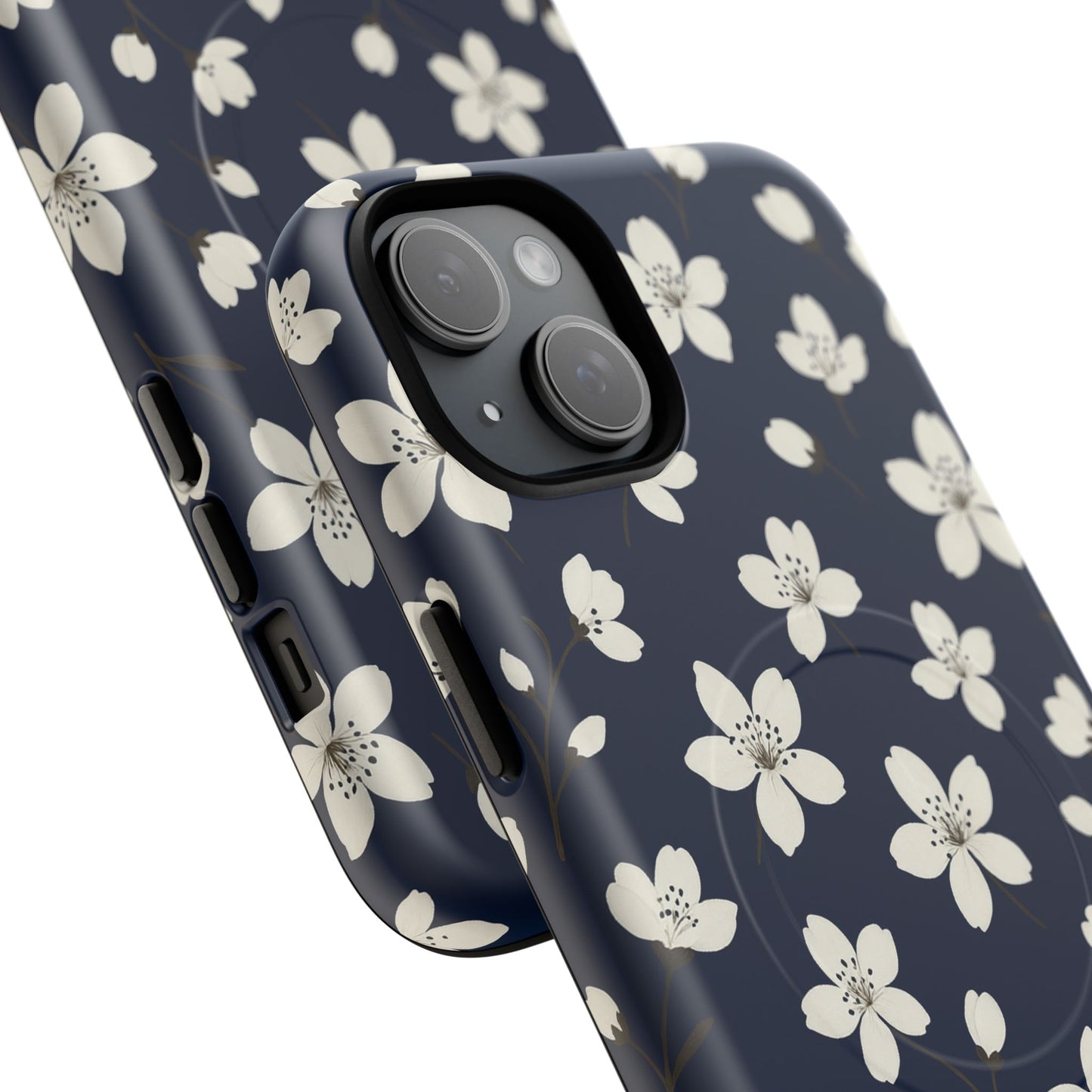 Navy Blossom Floral iPhone Case | MagSafe